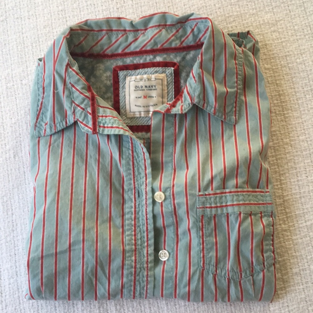 Old Navy teal and red dress shirt